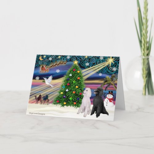 Christmas Magic Poodle two Standard Holiday Card