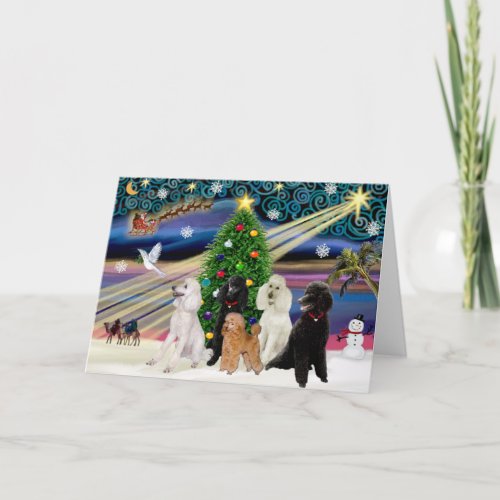 Christmas Magic Poodles _ Standard 5 Holiday Card