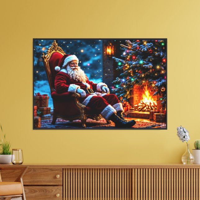 Christmas magic Santa Claus cozy fireplace Canvas Print (Insitu(LivingRoom))