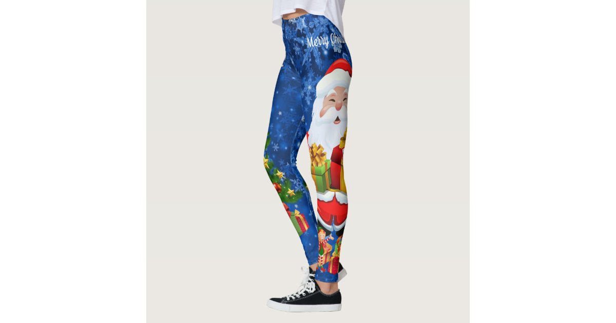 Santa Claus Costume Glitter Christmas Leggings