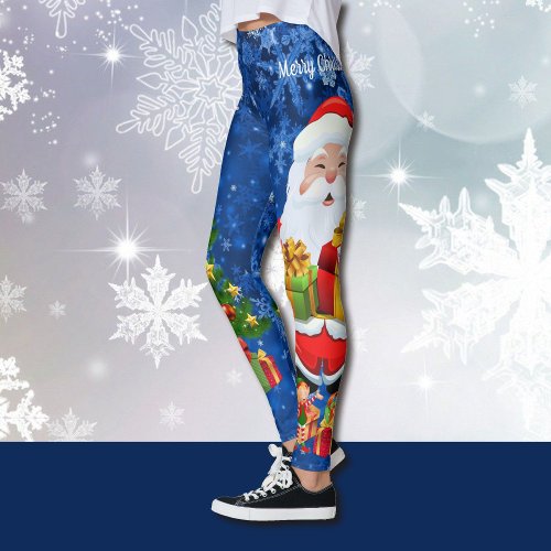 Christmas Magic Santa Claus Tree Elves Fairy Cute Leggings