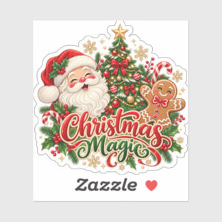 Christmas Magic Santa Gingerbread Sticker