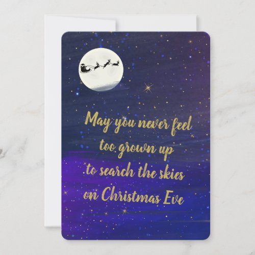 Christmas Magic Search The Skies Watercolor Flat Holiday Card