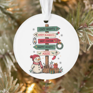 Christmas Magic Signpost Snowman Cozy Nights Xmas Ornament