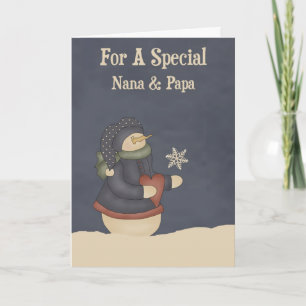 Christmas Magic Snowflake Nana & Papa Holiday Card