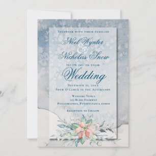 Christmas Magic/Watercolor Poinsettia Wedding Announcement