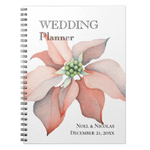 Christmas Magic/Watercolor Poinsettia Wedding Notebook