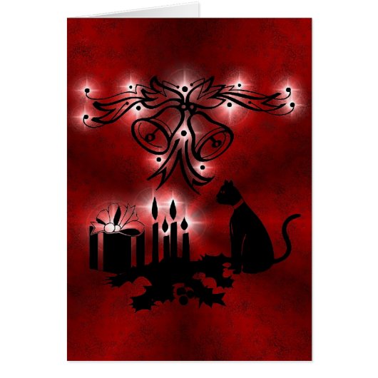 Christmas Magic with Black Cat on Red Rainbow Cards (Front)