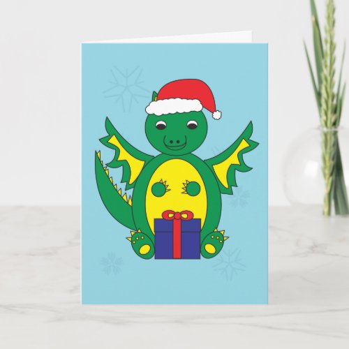 Christmas Magical Dragon Funny Cute Personalize Card