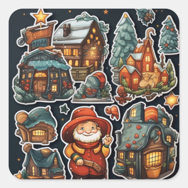 Christmas Magical Square Sticker (Front)