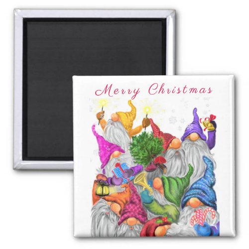 Christmas Magnet Gift with Happy Gnome Party