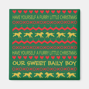 Christmas Magnet Square FURRY LITTLE CHRISTMAS/DOG