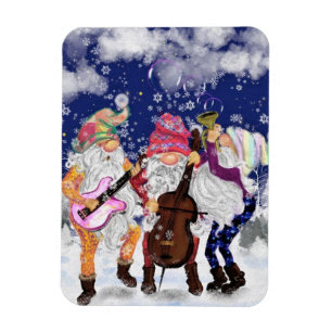 Christmas Magnet with Gnomes Music Band