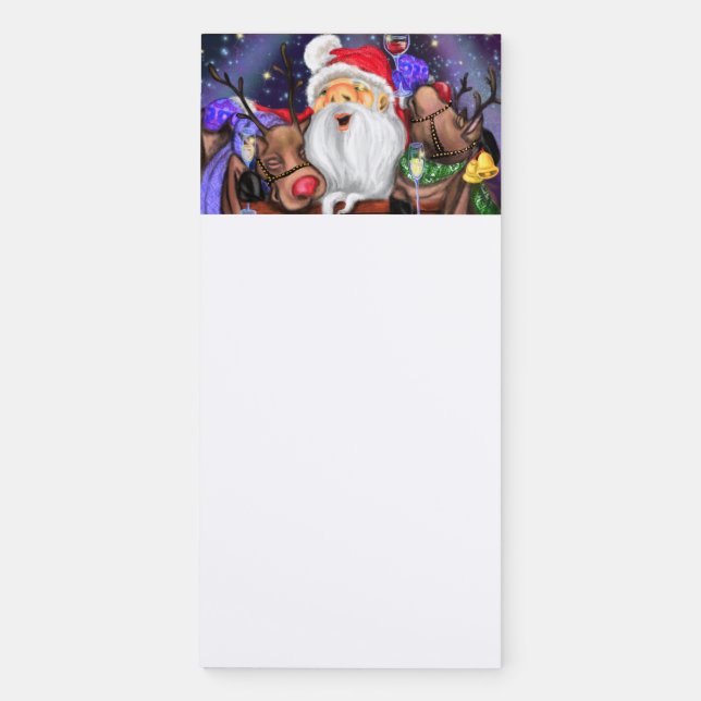Christmas Magnetic Notepad Santa and Reindeers (Front)