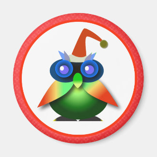 Christmas Magnets Key Chains Buttons: Green Owl