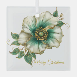 Christmas Magnolia Glass Ornament