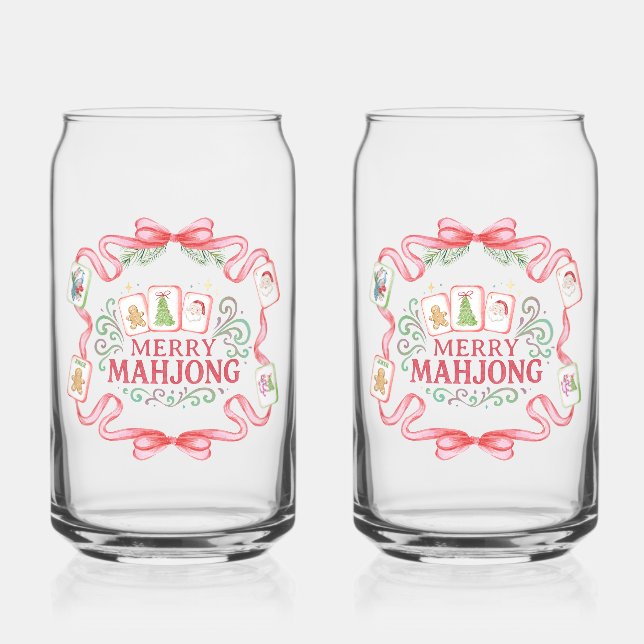 Christmas Mahjong | Monogram Can Glass (Front)