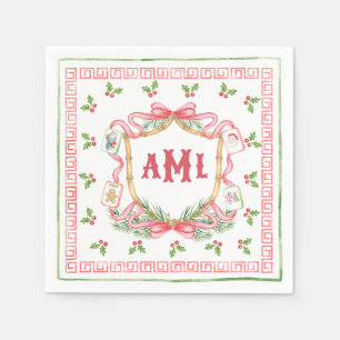 Christmas Mahjong   Monogram Napkins
