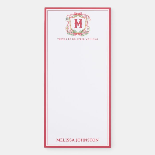 Christmas Mahjong Monogram | Things After Mahjong Magnetic Notepad (Front)