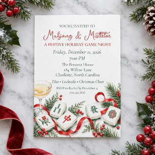 Christmas Mahjong Party Holiday Game Night Invitation