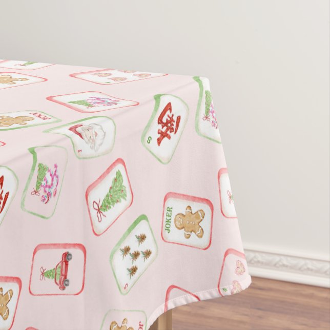 Christmas Mahjong Tiles Tablecloth (In Situ)