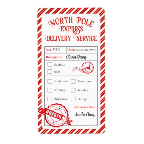 Christmas Mail From Santa North Pole Delivery Label