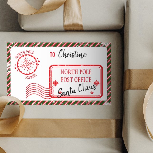 Christmas Mail From Santa North Pole Delivery Rectangular Sticker (Creator Uploaded)