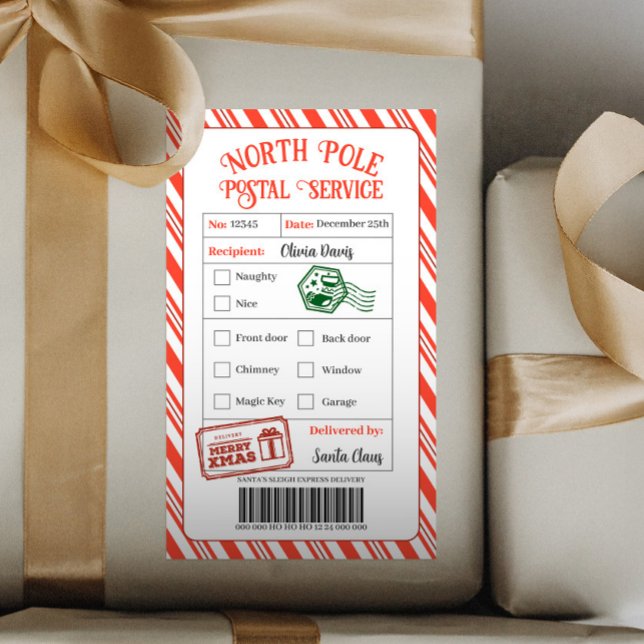 Christmas Mail From Santa North Pole Delivery Rectangular Sticker (Creator Uploaded)