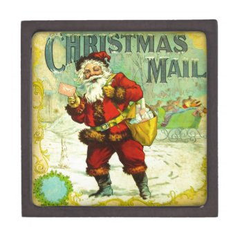 Christmas Mail Santa Claus Vintage Gift Card Art Gift Box by PrintTiques at Zazzle