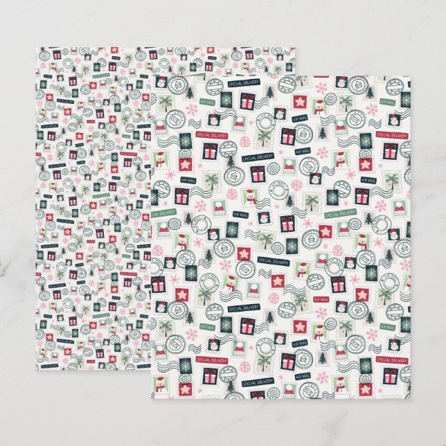 Christmas Mail Stamps Scrapbook Paper (Front/Back)