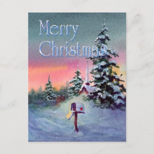 CHRISTMAS MAILBOX by SHARON SHARPE Holiday Postcard