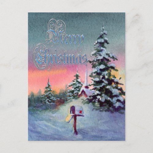 CHRISTMAS MAILBOX by SHARON SHARPE Holiday Postcard