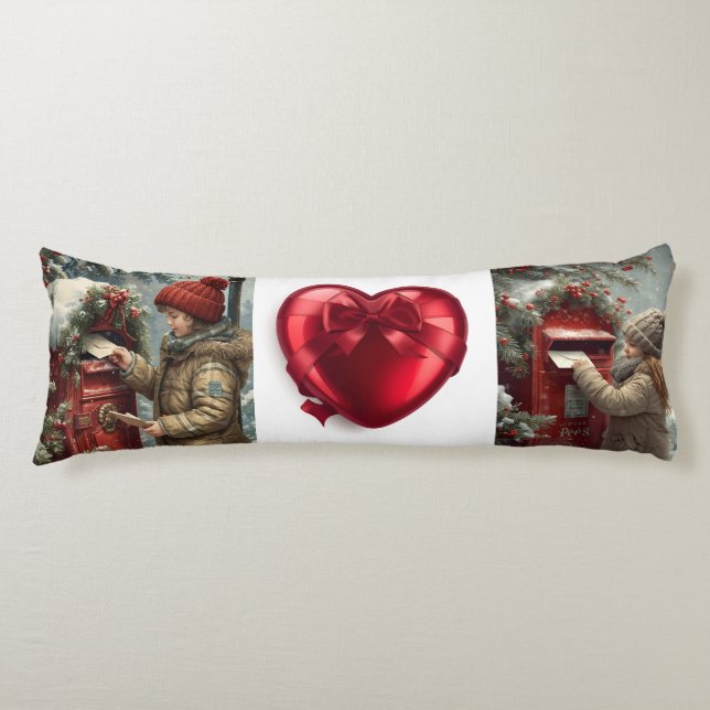 Christmas mailbox cozy winter bedding body pillow (Front)