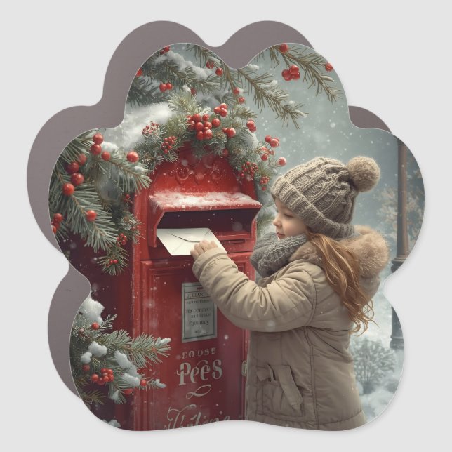Christmas mailbox cozy winter festive reading gift car magnet (Front)