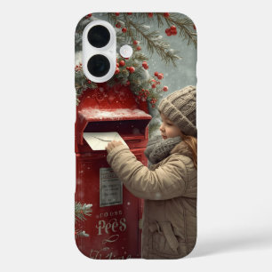 Christmas mailbox festive winter design iPhone 16 case