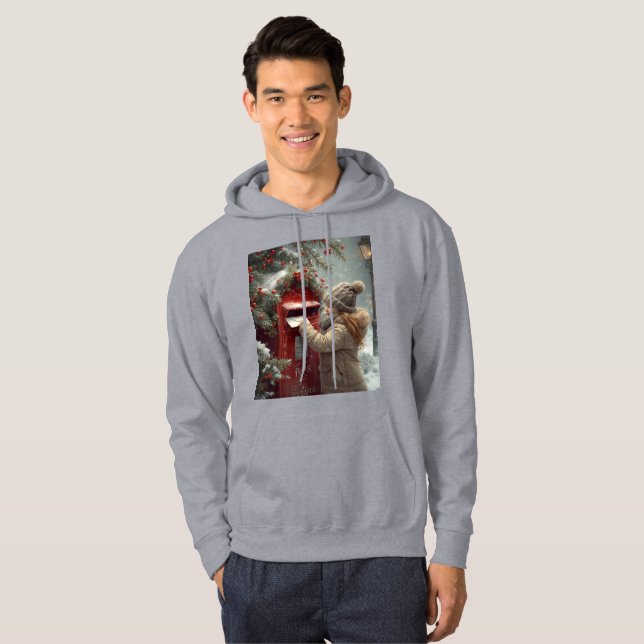 Christmas mailbox hoodie cozy warm festive wear (Front Full)