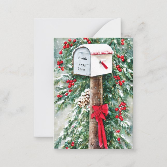 Christmas mailbox personalized budget Christmas Note Card (Front)