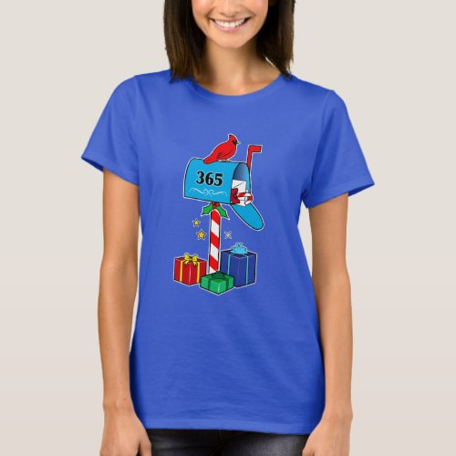 Christmas Mailbox with Cardinal and Gifts T_Shirt