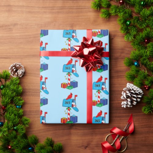 Christmas Mailbox with Cardinal and Gifts Wrapping Paper