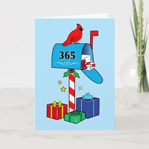 Christmas Mailbox with Cardinal and Packages Card