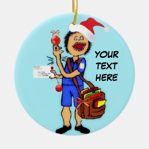 Christmas Mailman Ceramic Ornament