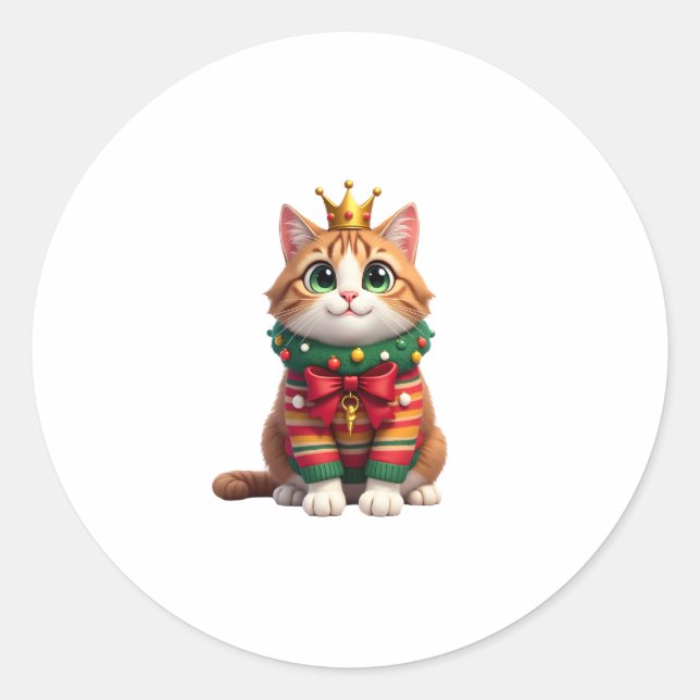 Christmas Maine Coon American Longhair (4) Classic Round Sticker (Front)