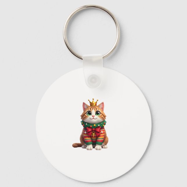 Christmas Maine Coon American Longhair (4) Keychain (Front)