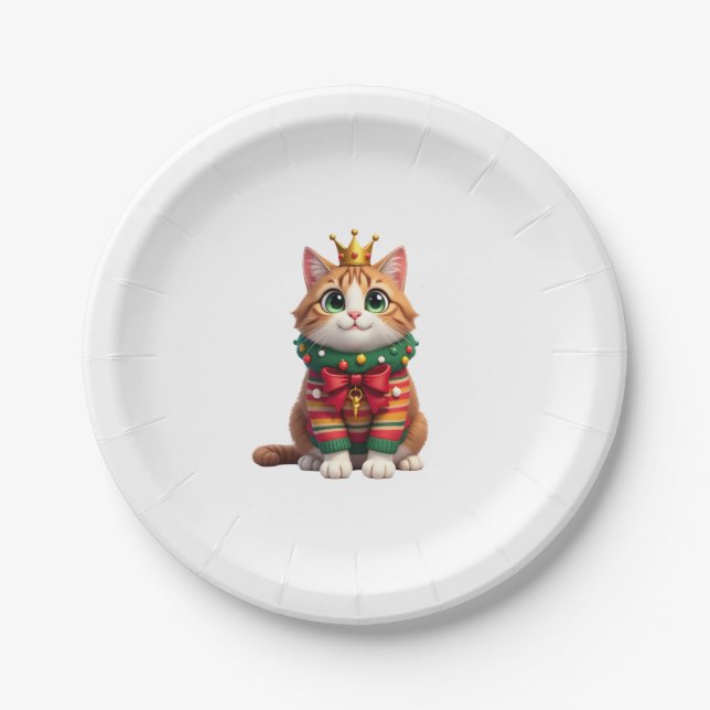 Christmas Maine Coon American Longhair (4) Paper Plates (Front)