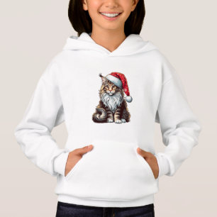 Christmas Maine coon cat, Santa Maine Coon kitten Hoodie