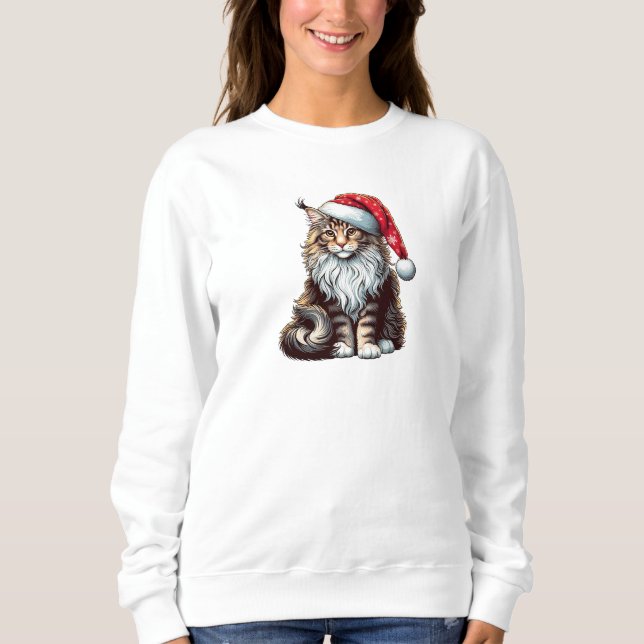 Christmas Maine coon cat, Santa Maine Coon kitten Sweatshirt (Front)