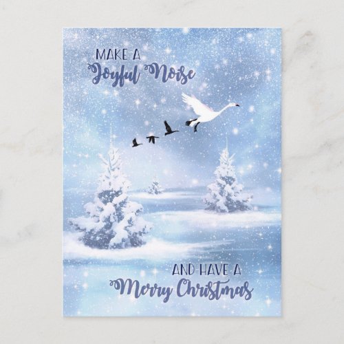 Christmas Make a Joyful Noise Snow Geese Holiday Postcard