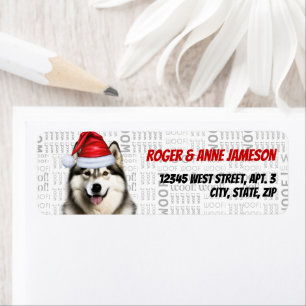 Christmas Malamute Santa Dog Return Address Label