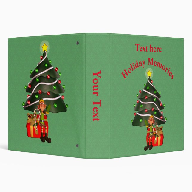 Christmas Male Elf Tree Holiday Personalized   3 Ring Binder (Background)