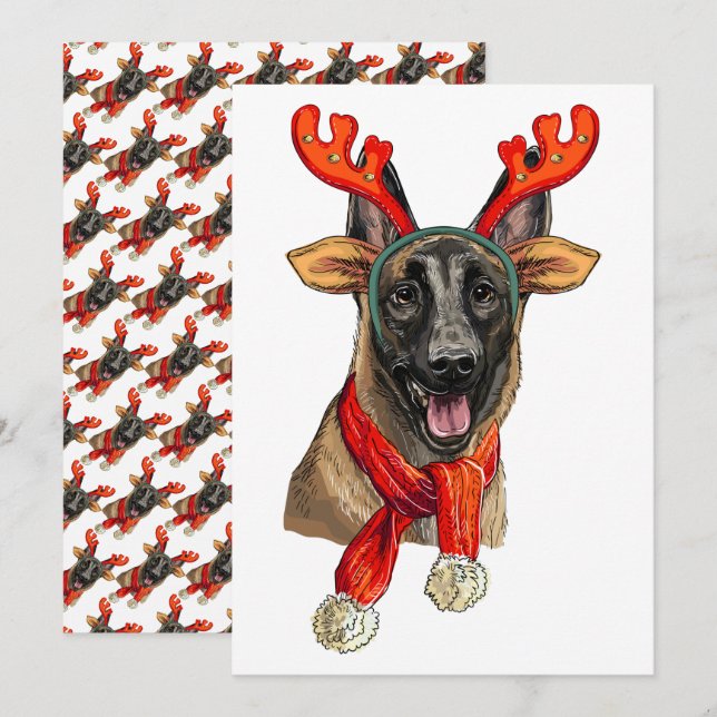 Christmas Malinois dog  Save The Date (Front/Back)